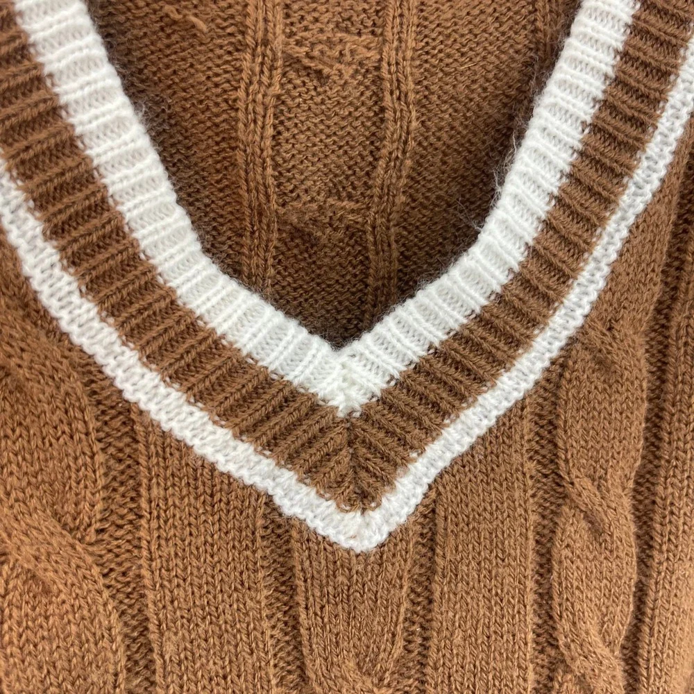 SHEIN Brown Cable Knit V Neck Sweater Vest Kids Size 8Y - Picture 7 of 13